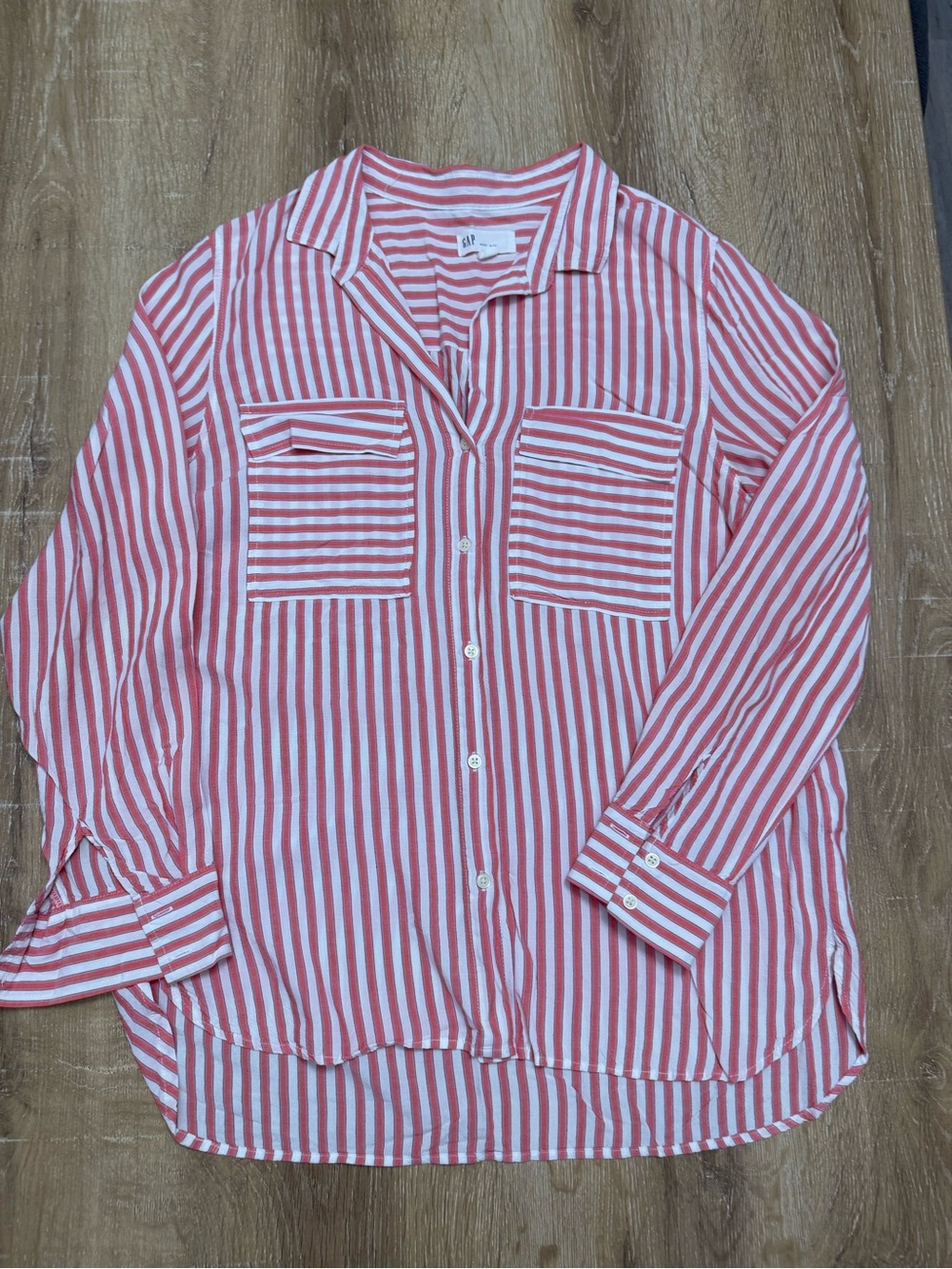 GAP Red & White Striped Button-Up Shirt